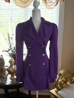 SHEIN Purple Double-Breasted Blazer Dress